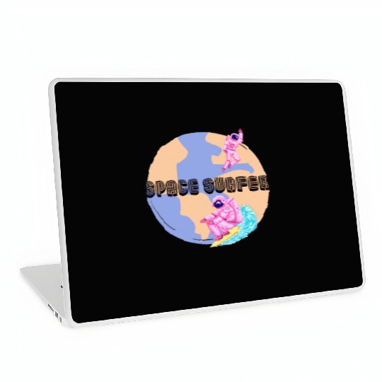 Space Surfer Two Astronauts and Planet Earth Laptop Skins