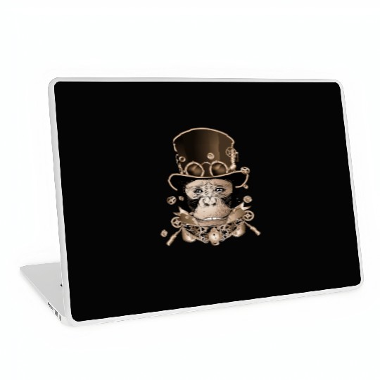 Steampunk monkey with ancient cylinder hat look Laptop Skins
