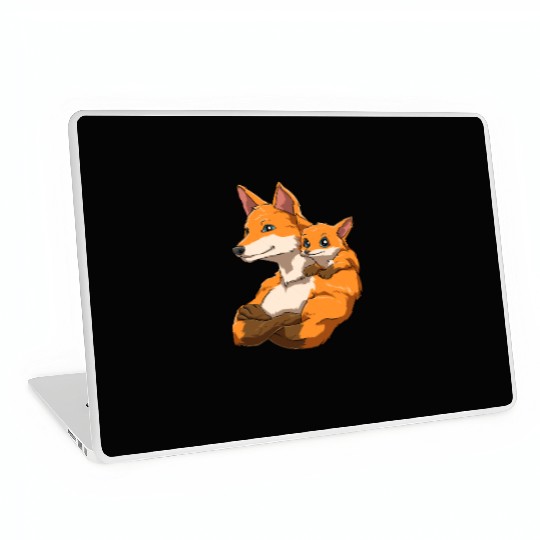 Strong Fox with Fox Child for a Fox lovers Laptop Skins