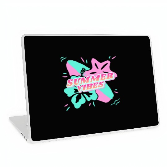 Summer Vibes - Beach, surf, hibiscus and starfish Laptop Skins