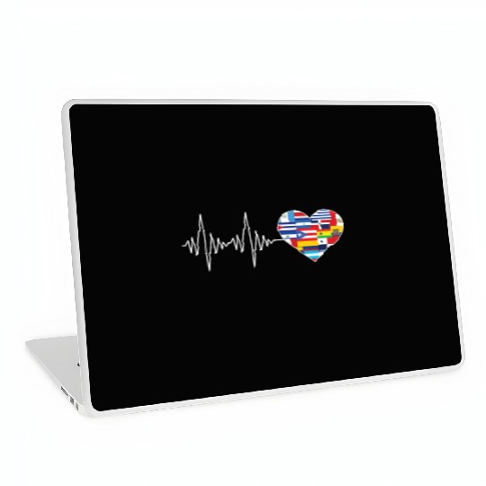 Hearts Beat Spanish Flags Hispanic Heritage Month Laptop Skins