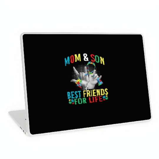 Mom And Son Best Friends For Life Autism Awareness Laptop Skins