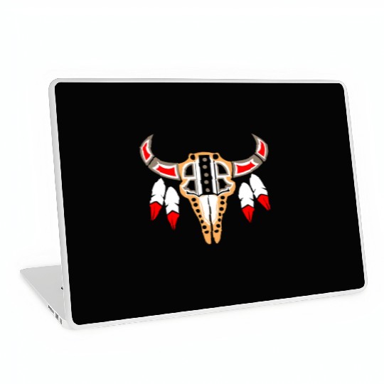 Native American Buffalo Skull for Tribal Art Lover Laptop Skins