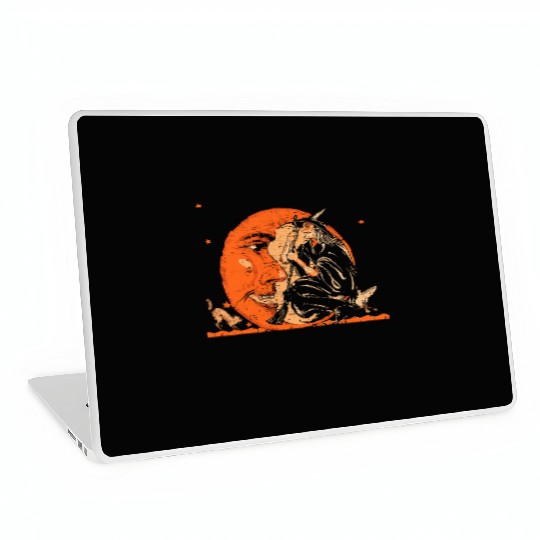Great Vintage Witch And Moon Halloween Laptop Skins