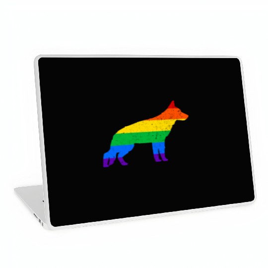 LGBT German Shepherd Rainbow Flag Laptop Skins