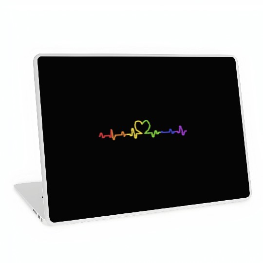 Heart Heartbeat LGBT Rainbow Flag Laptop Skins