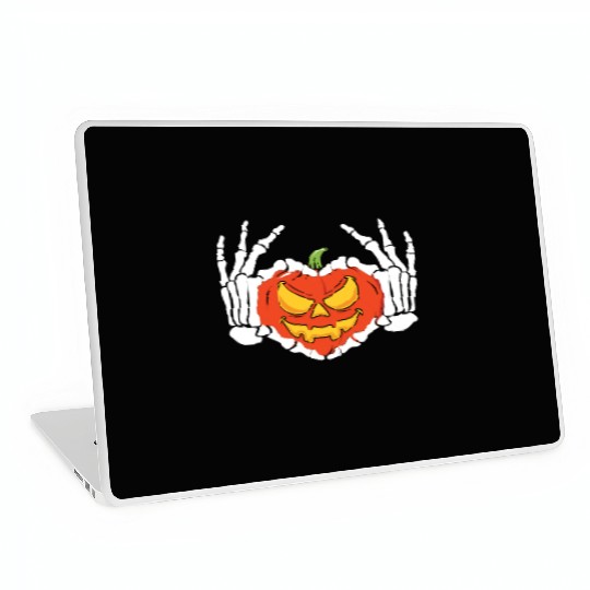 Skeleton Hand Heart Sign Funny Halloween Laptop Skins