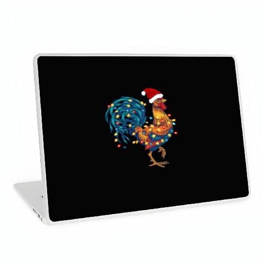 Funny Rooster Chicken Christmas Lights Pajama Farm Laptop Skins