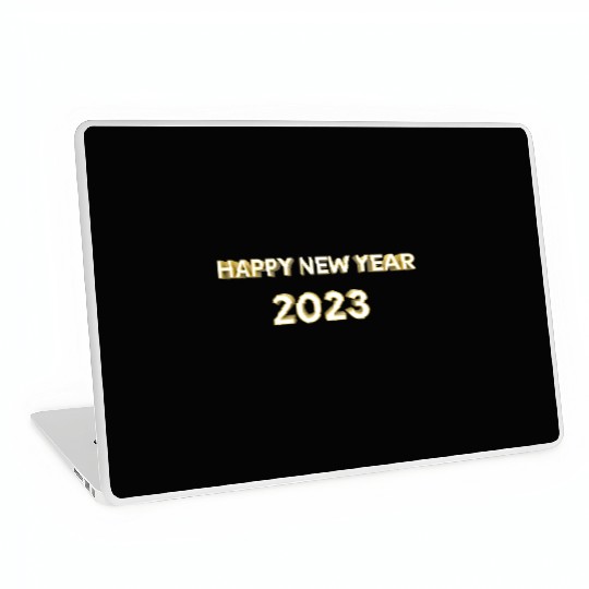Happy New Year 2023 Background Gold Text Design Laptop Skins