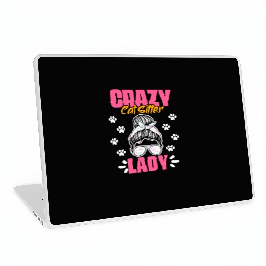 Crazy Cat Lady Funny Animal Sitting Humor For A Laptop Skins