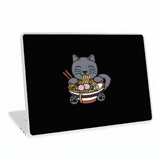 British Shorthair Cat Ramen Noodles Laptop Skins