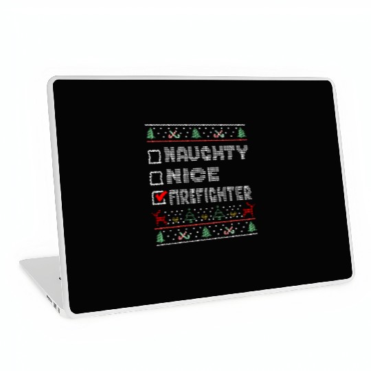 Naughty Nice Firefighter, Matching Christmas Laptop Skins