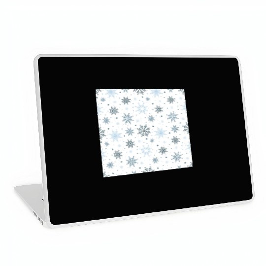 Modern Snowflakes Pattern White Blue Laptop Skins