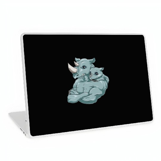 Strong Rhino with Rhino Kid for a Rhinoceros Laptop Skins