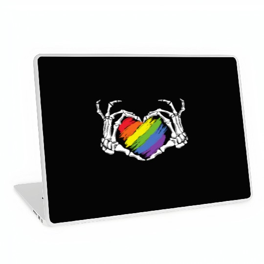 LGBT Gay Pride Zombie Skeleton Hand Heart Hallowee Laptop Skins
