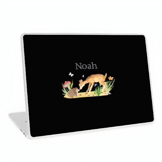 Forest Animal Deer Hedgehog Flowers Name Noah Laptop Skins
