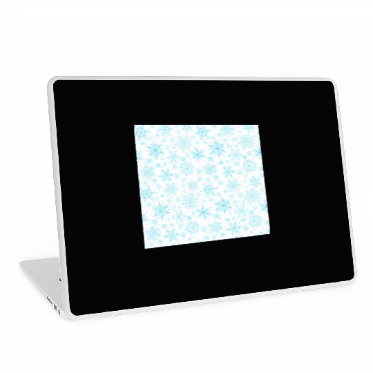 Modern Snowflakes Pattern White Teal Laptop Skins