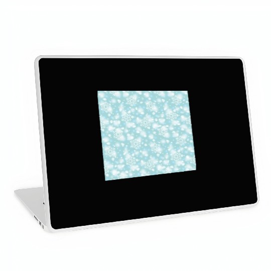Teal Snowflakes Pattern Laptop Skins