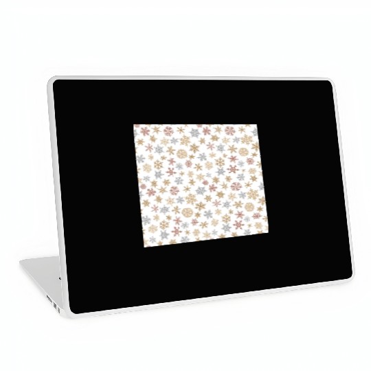 Modern Snowflakes Pattern White Gold Laptop Skins
