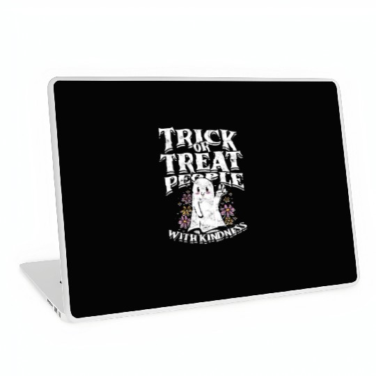 Trick or treat people with kindness - cute ghost Laptop Skins