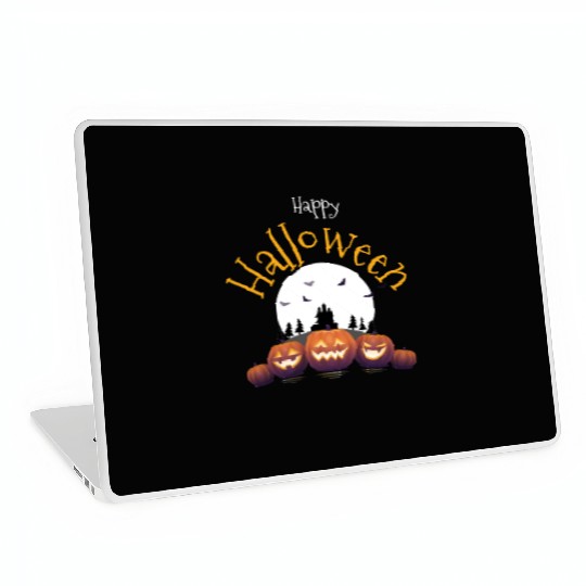 Happy Halloween scary pumpkin head Laptop Skins