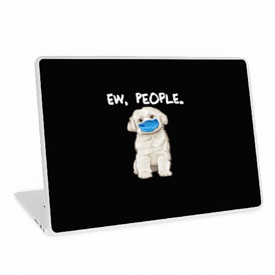 Maltese Ew People Dog Wearing Face Mask Laptop Skins