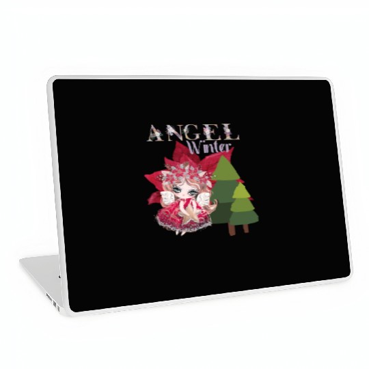 Winter Angel Christmas Tree Poinsettia Laptop Skins
