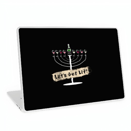 Let's Get Lit Wine Lovers Hanukkah Laptop Skins