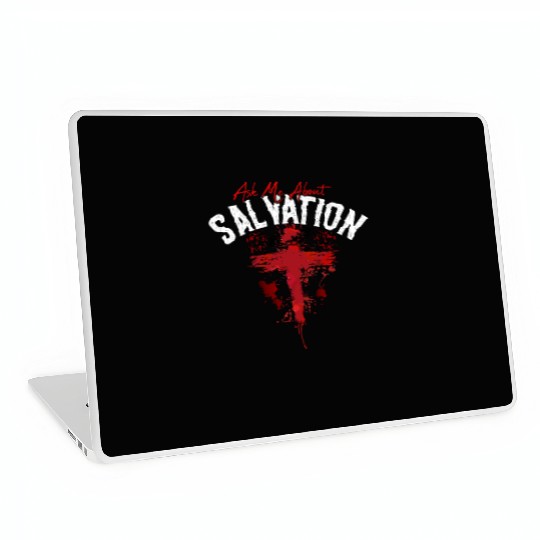 ASK ME ABOUT SALVATION (BLOOD-WHITE) Laptop Skins