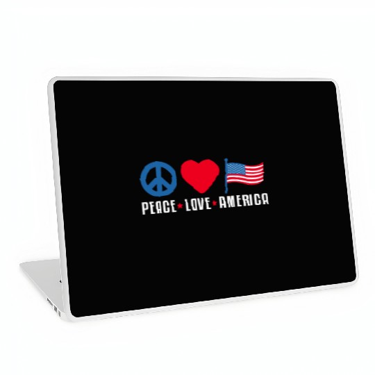 Peace Love America US Flag Independence Laptop Skins