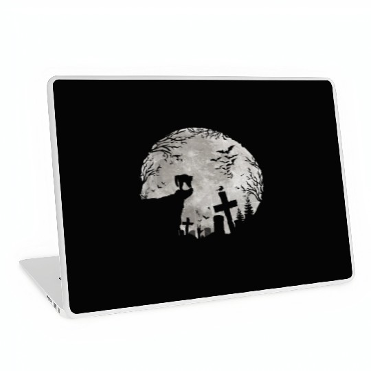 Halloween Black Cat Werewolf Full Moon Bats trick Laptop Skins