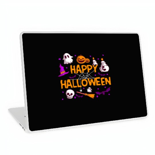 Pumpkin Lantern Skull Ghost Happy Halloween Laptop Skins