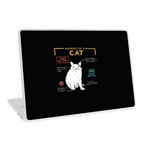 Funny Weird Cat Meme Smiling, Anatomy of A Cat Laptop Skins