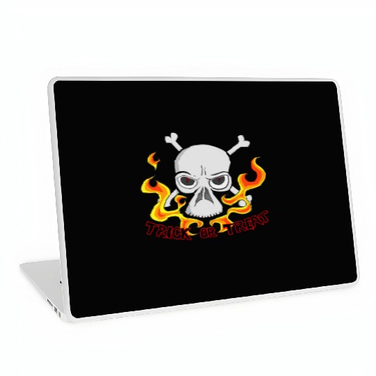 Trick or Treat Cartoon Horror Fiery Skull Laptop Skins