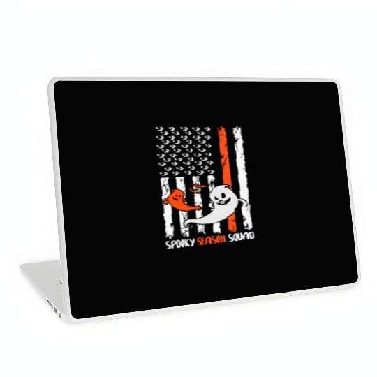Groovy Halloween Spooky Season Squad US Flag Laptop Skins