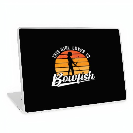 Bowfishing This Girl Loves Retro Fishing Bowfisher Laptop Skins
