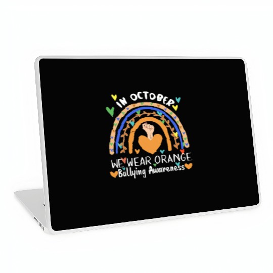 Rainbow in October orange Unity Day bullying Laptop Skins