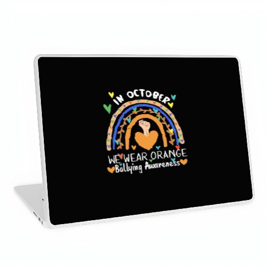 Rainbow in October orange Unity Day bullying Laptop Skins