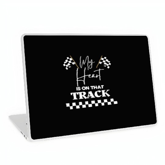 Vintage Cute My Heart Is On That Track Drag Racing Laptop Skins