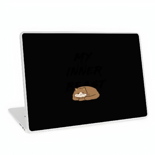 My inner beast quotes with cute cat sleeping Laptop Skins