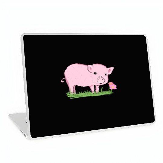 Pig Symbol Nature Animal Grass Flower Laptop Skins