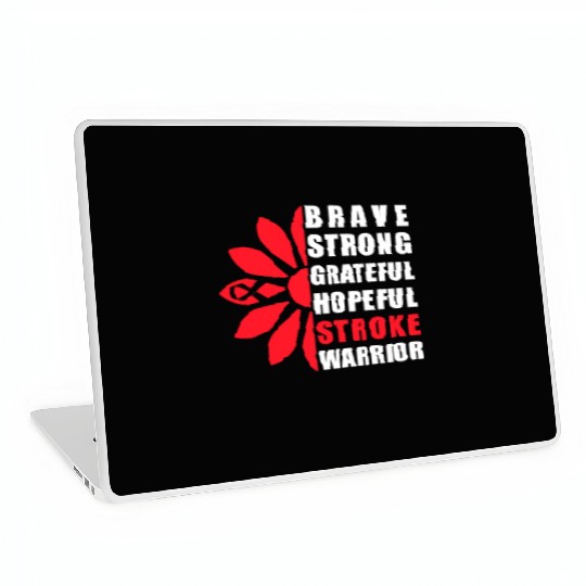 Stroke Awareness Brave Strong Grateful Stroke Laptop Skins
