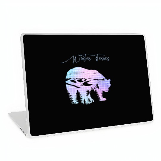 Winter stories Bear Trees Pastel Rainbow Laptop Skins