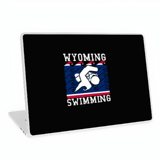 Wyoming Flag Swimming Team Swim Swimmer US State Laptop Skins
