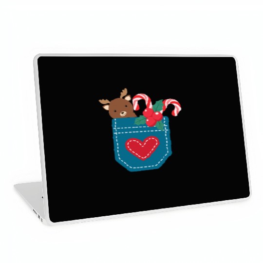 Christmas moose peppermint pocket Laptop Skins