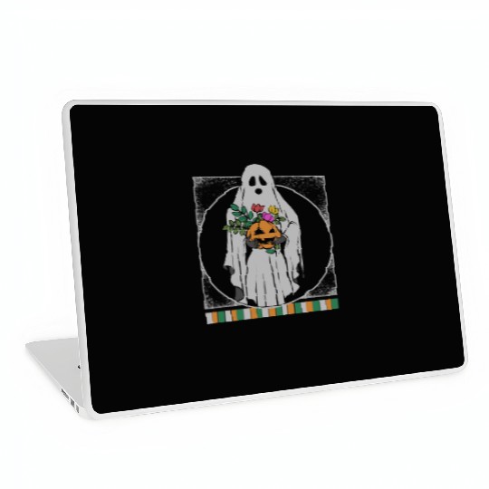 Halloween Laptop Skins, Ghost Holding Pumpkin Spooky