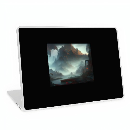 Misty Mountains in a Fantasy Scene Laptop Skins