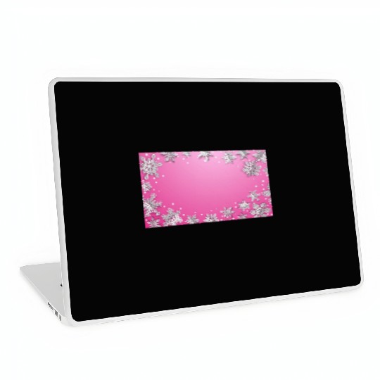 Winter Snowflakes Pink White Laptop Skins