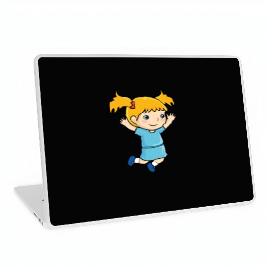 Girl jumps school enrollment joy kindergarten Laptop Skins