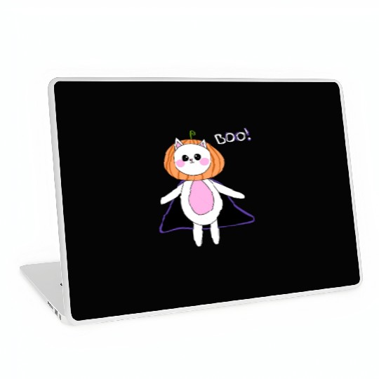 cute cat in halloween melon costume Laptop Skins